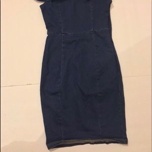😎jean bodycon dress over-shoulders